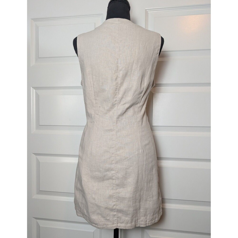Abercrombie & Fitch Size S The Mara Dress Blazer Vest Mini Linen Blend Oatmeal - Picture 3 of 10